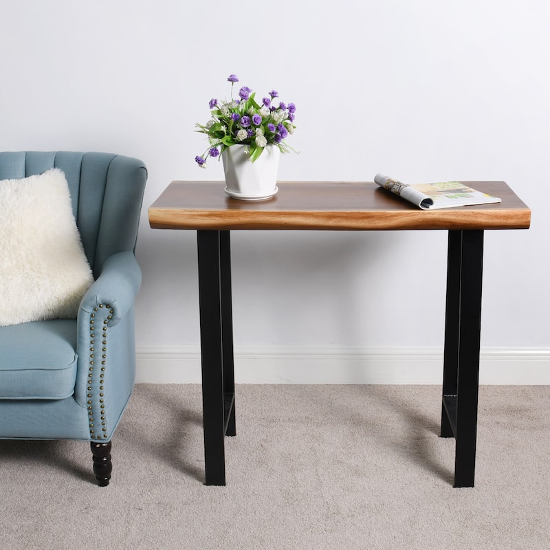 Natural Wood Rectangle Coffee Console Table - 39"x14"x34" - Natural-6