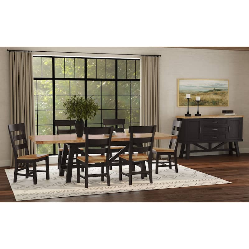 Hendricks 66" Server with AC/USB Power, Rustic Wheat and Raven