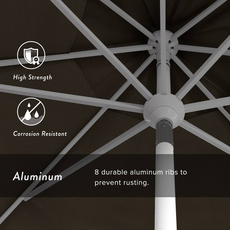 California Umbrella 11' Golden State Series Patio Umbrella White Aluminum Frame Crank Lift Collar Tilt Sunbrella