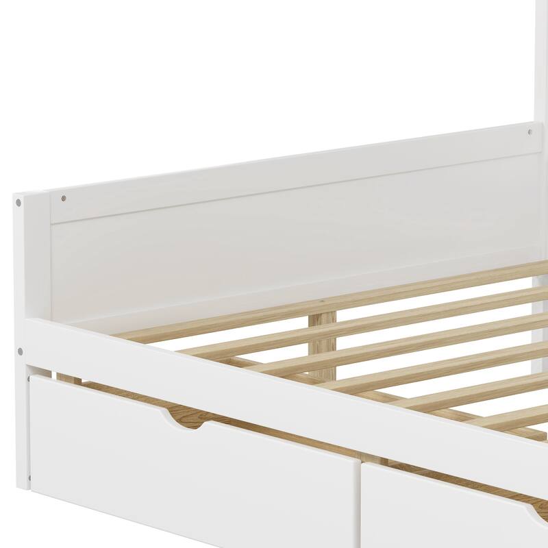 Wooden Daybed with Seven Storage Cabinets and Two Storage Drawers, Multi-functional Bed with Study Desk
