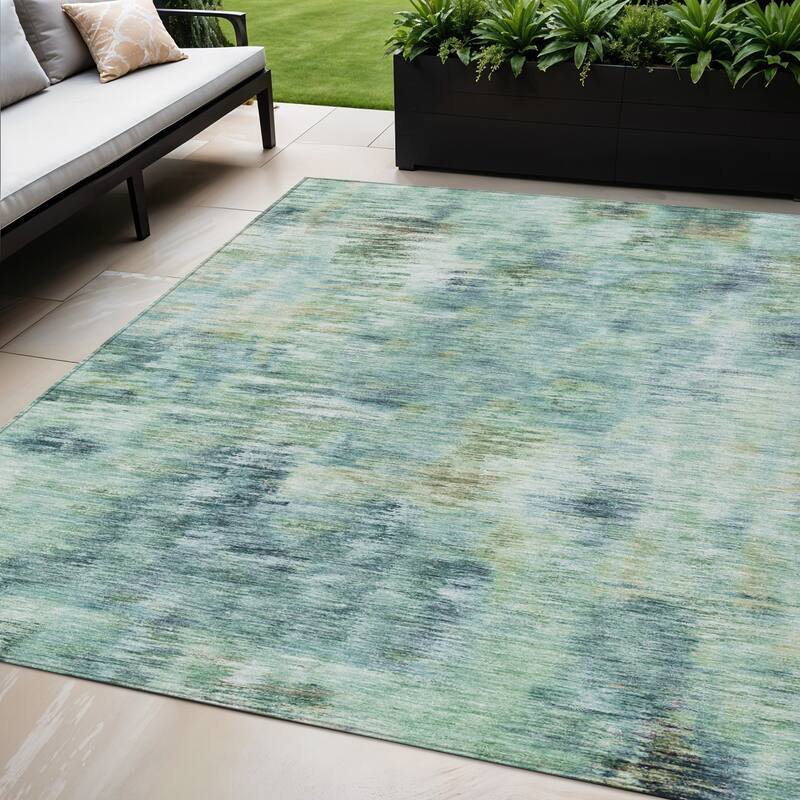 HomeRoots Abstract Transitional Rectangle Outdoor Rug - 5' X 8'
