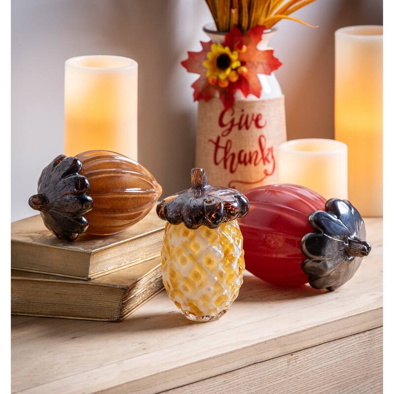 Glass Acorn Table Decor Set