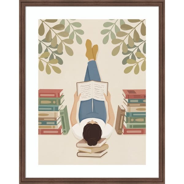 slide 2 of 11, Lying On My Back Reading a Book by Andreas Magnusson Wood Framed Wall Art Print