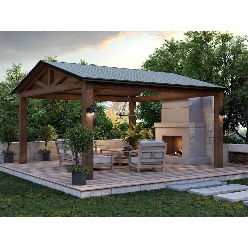 Swansea Collection Four-Light 24" Matte Black Transitional Round Outdoor Chandelier with Clear Glass Shades