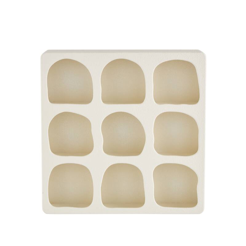 Cream or Black Wood 9 Shelf Geometric Room Wall Shelf