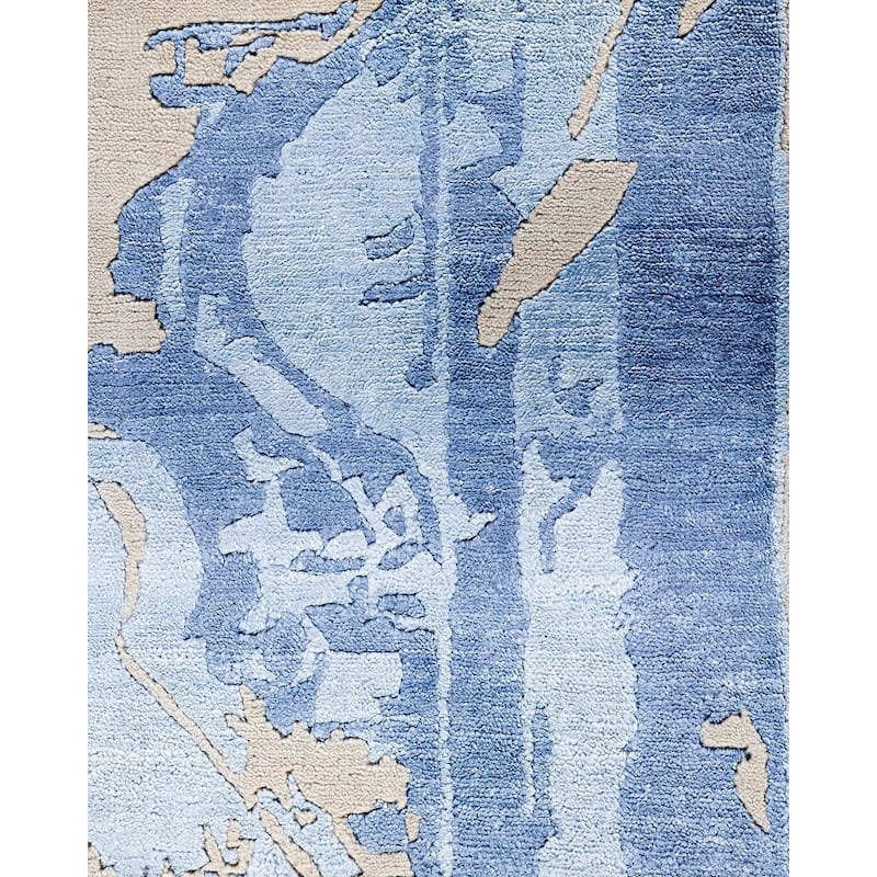 Modern One-of-a-Kind Hand-Knotted Area Rug, Blue - 8' 1" x 10' 2"