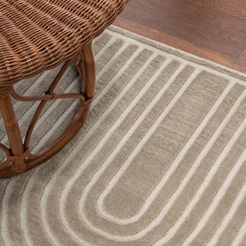 JONATHAN Y Aelius MidCentury Art Deco Striped Arches Two-Tone High-Low Area Rug