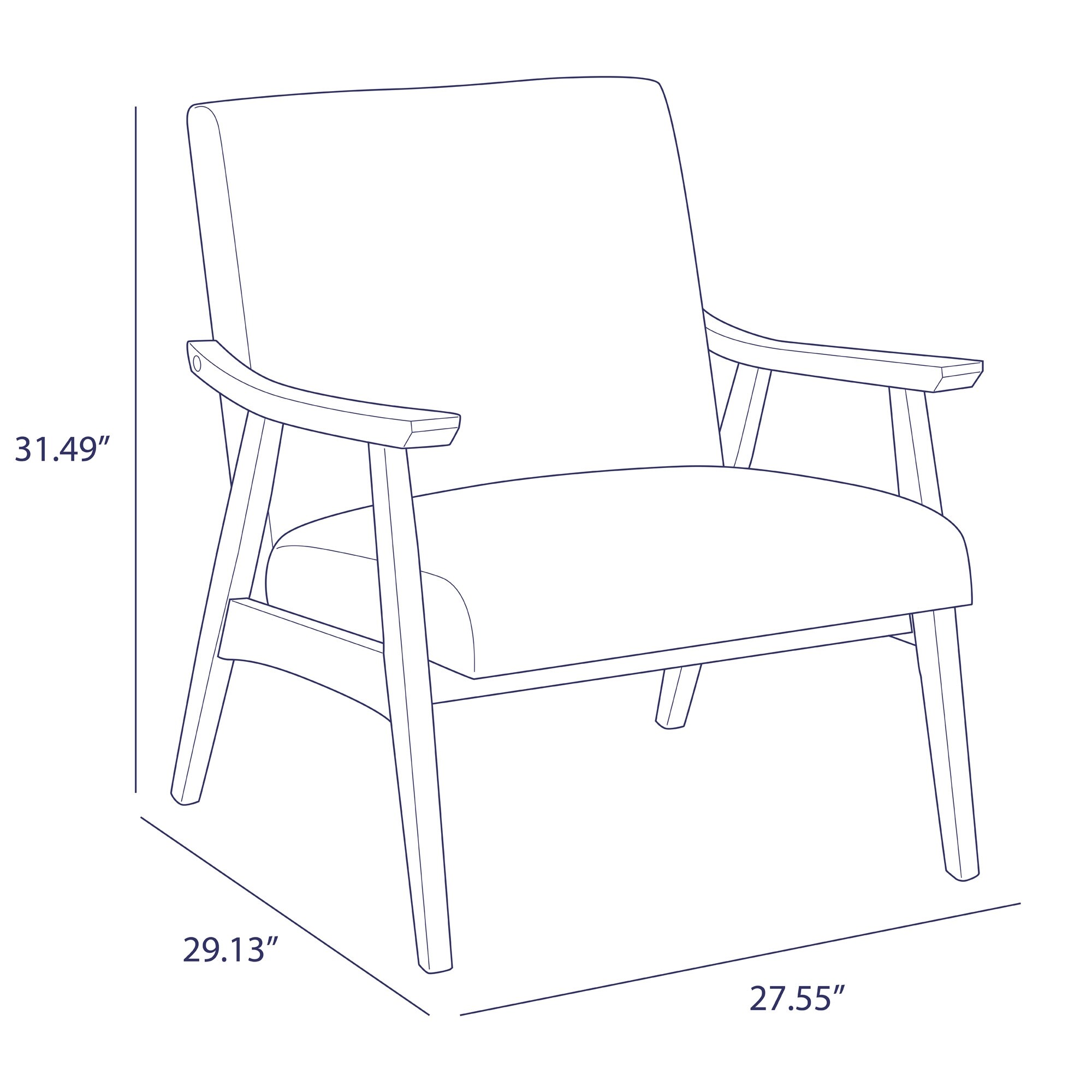 Shop Belleze Accent Chair Upholstered Linen Armchair With Wood Legs Grey Standard Overstock 29483923