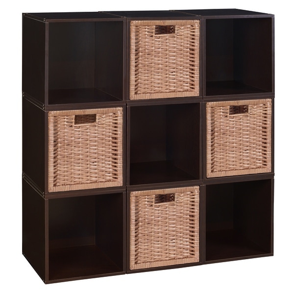 Noble Connect Storage Set - 9 Cubes and 4 Wicker Baskets- Truffle ...