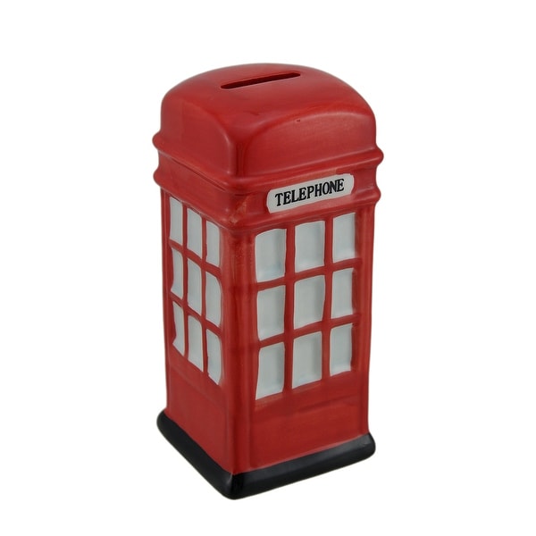 Retro Red Ceramic British Phone Booth Coin Bank. Opens flyout.