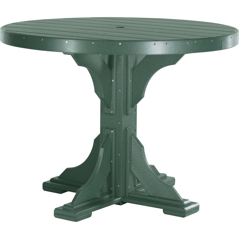 Poly Lumber Round Dining Table Set with Regular Chairs - Counter Height - Green
