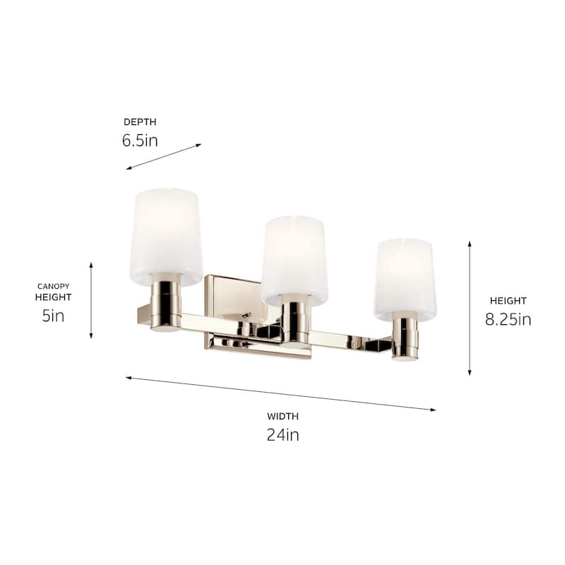 Adani 24 in. 3-Light Bathroom Vanity Light with Opal Glass