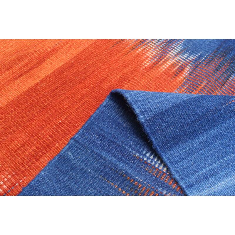 ECARPETGALLERY Flat-Weave Ankara FW Dark Blue Wool Kilim - 5'0 x 8'0