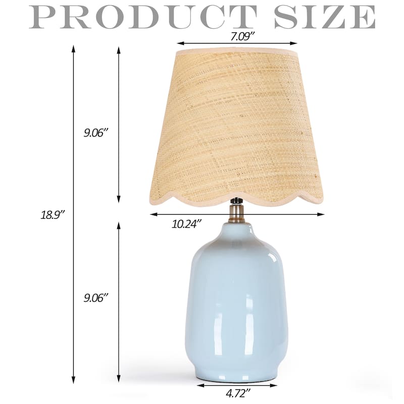 18.9" Ceramic LED Table Lamp, Living Room Lamps For End Tables