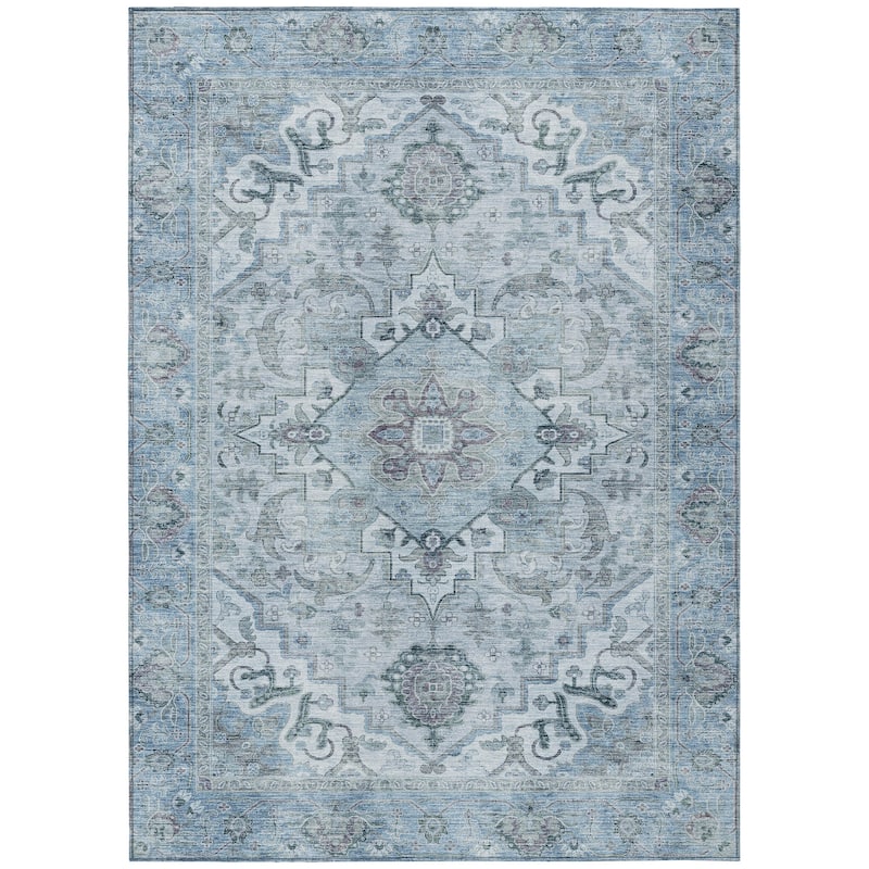 Machine Washable Indoor/Outdoor Traditional Vintage Chantille Rug