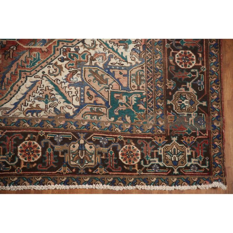 Hand Knotted Oriental 100% Wool Carpet Traditional Medallion Red Heriz Area Rug - 11' 2'' X 8' 3''
