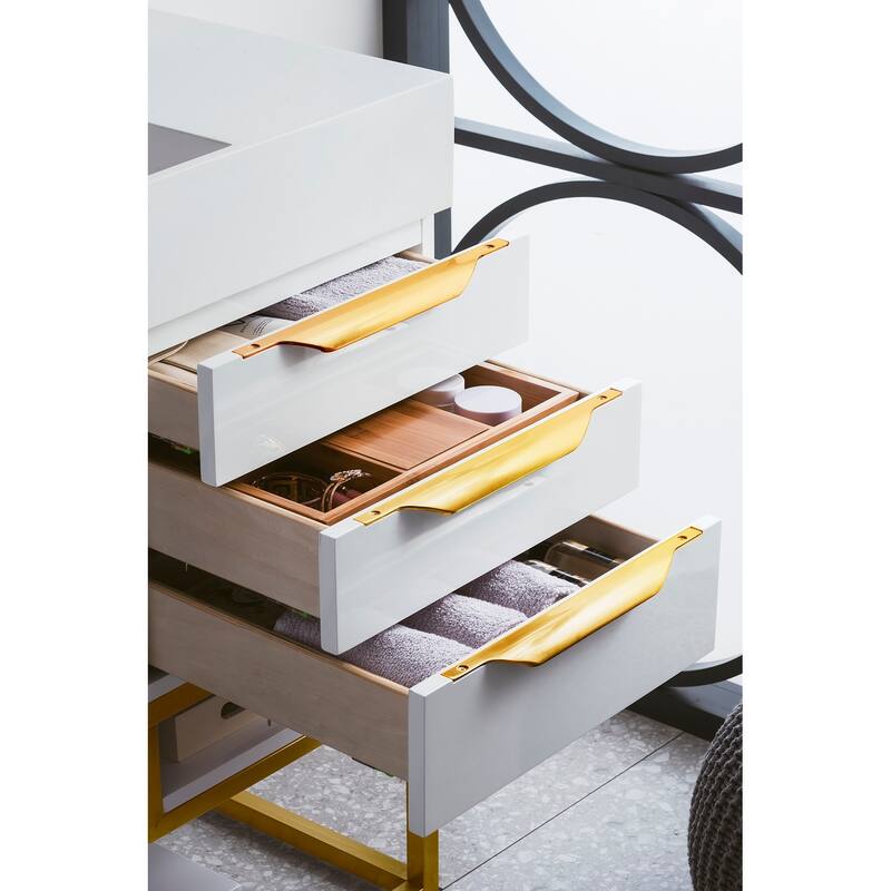 James Martin Vanities Columbia 36" Single Vanity, Glossy White with Radiant Gold Hardware