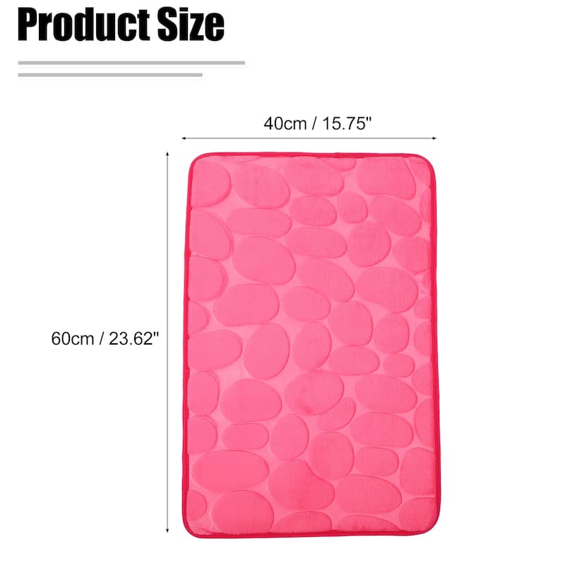 Non-Slip Bathroom Rugs, Polyester Bath Mat, Machine Washable Rose Red Cobblestone Pattern 23.62"x15.75"