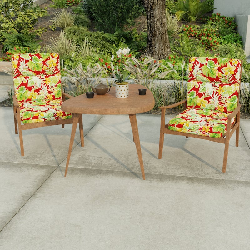 22" x 44" Outdoor Chair Cushion with Ties and Loop - 44'' L x 22'' W x 4'' H - Beachcrest Poppy
