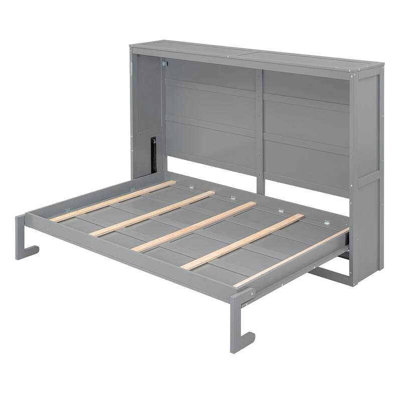 Roomfitters Full/Queen Size Murphy Bed Wall Bed with Space-Saving Fold Down Design, Modern Platform Bed Frame