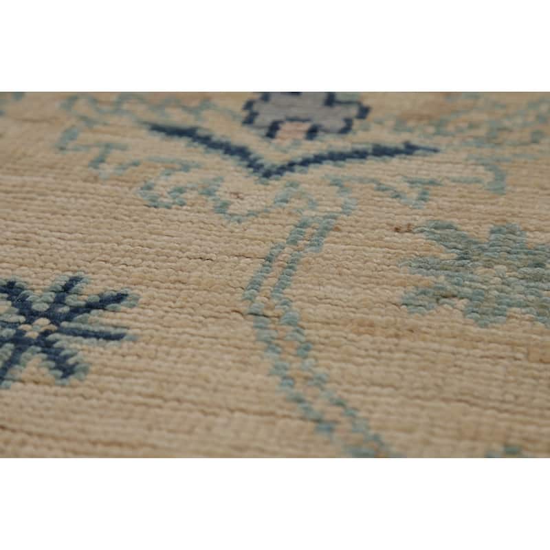 Hand Knotted Oriental 100% Wool Carpet Transitional All-Over Beige & Ivories Oushak Runner Rug - 9' 9'' X 3' 0''