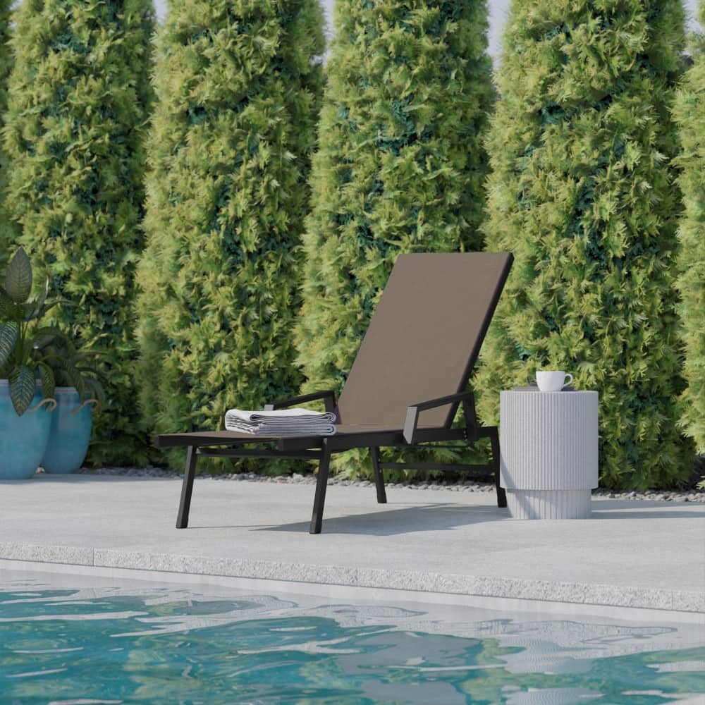 All-Weather Textilene Adjustable Chaise Lounge Chair with Arms