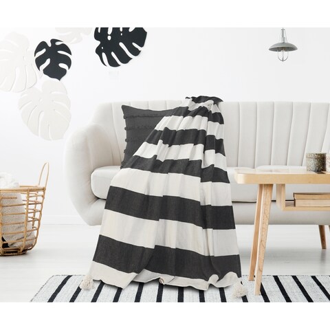Cabana Striped Throw Blanket with Tassels