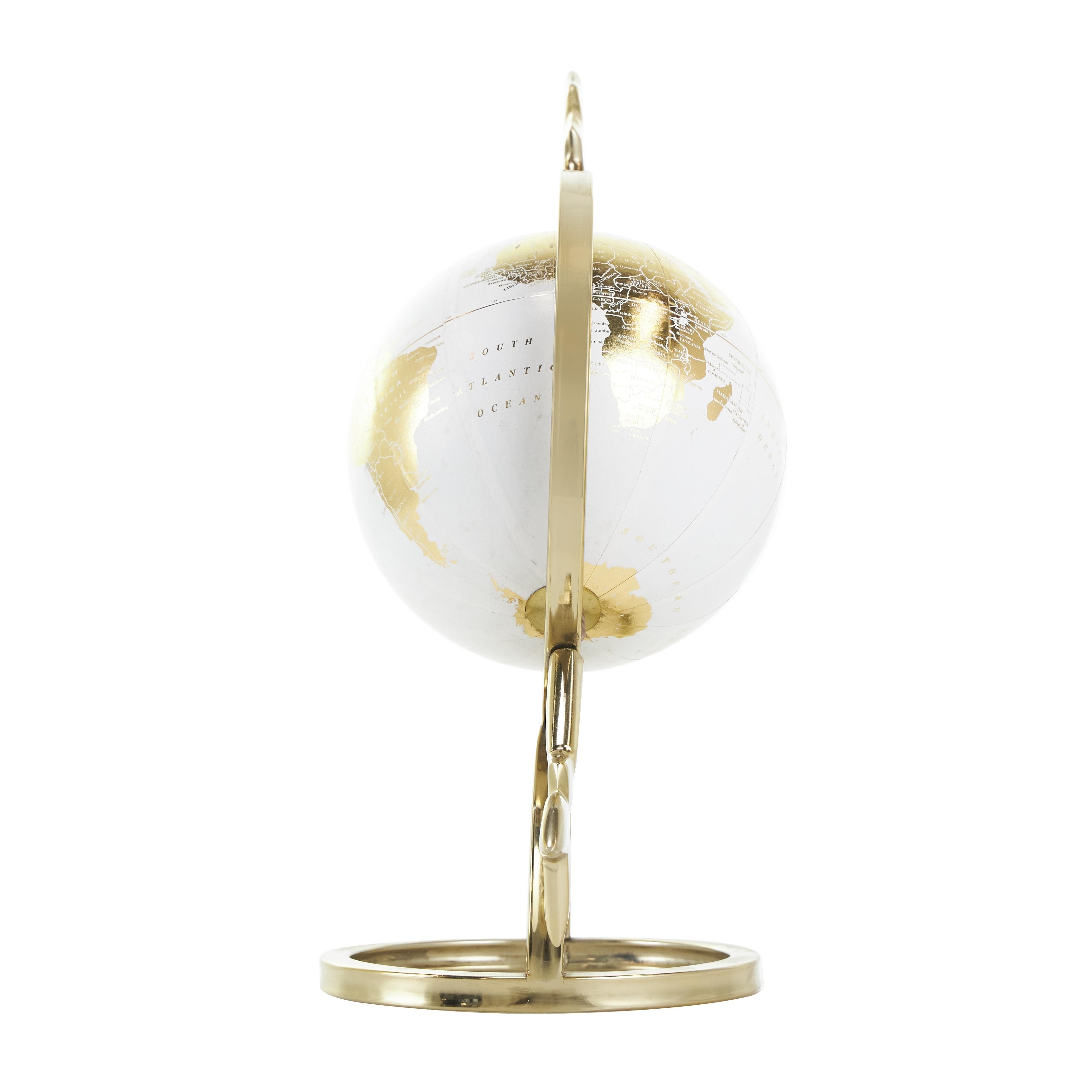 Aluminum Metal Armillary Globe with White Center - Gold - Roche