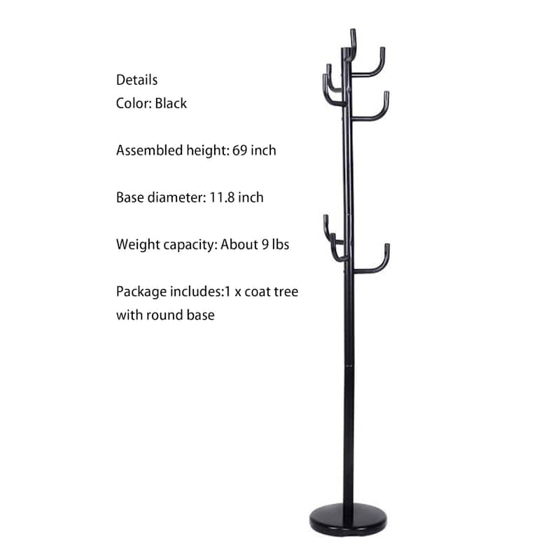 69 Inch Metal Coat Rack Hat Stand Hangers