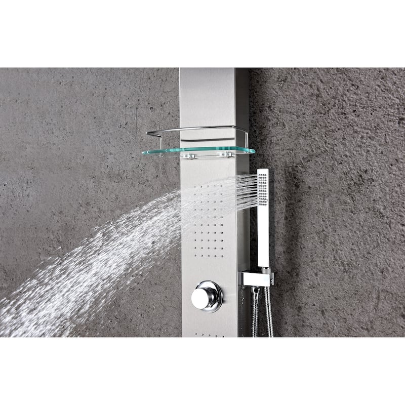 ANZZI Coastal Full Body Shower Panel with Heavy Rain Shower in Brushed Steel
