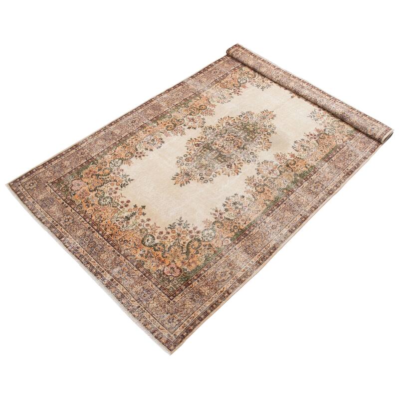 ECARPETGALLERY Hand-knotted Antalya Vintage Beige Wool Rug - 6'11 x 11'3