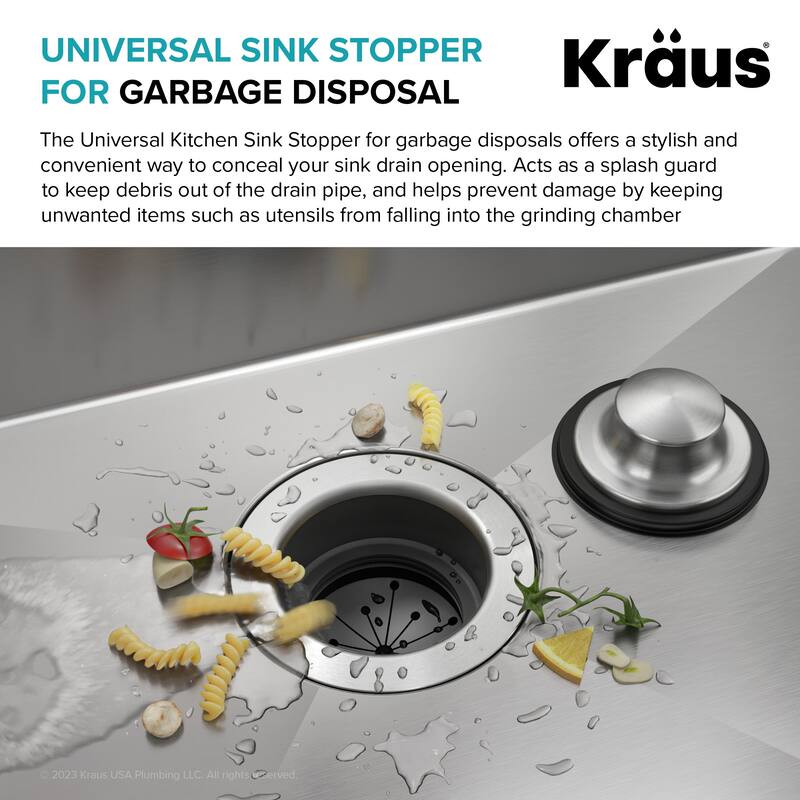 Kraus GDC-3 Sink Stopper for Kitchen Sink - Stainless Steel / Matte Black