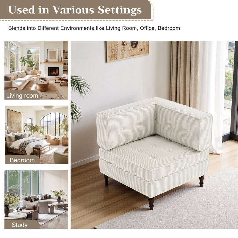 UIXE Corduroy Modular Corner Sofa Lounge Corner Arm Chair