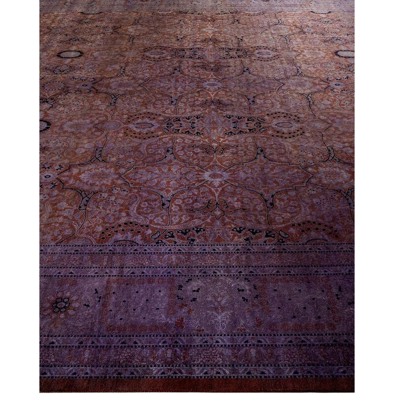 Overton Hand Knotted Wool Vintage Inspired Modern Contemporary Overdyed Purple Area Rug - 10' 2" x 14' 4"