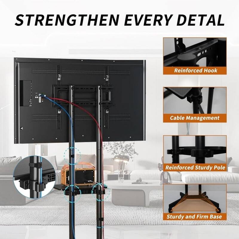 Rolling TV Stand with Wheels