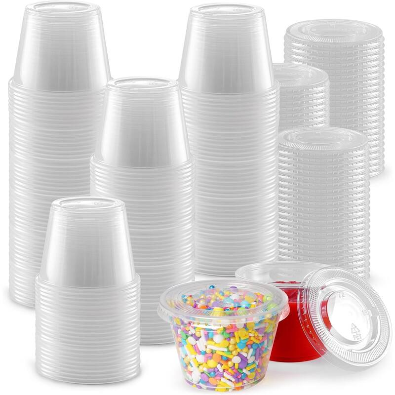 Zulay Kitchen Plastic Portion Cup Condiment Container with Lids by Simple Craft