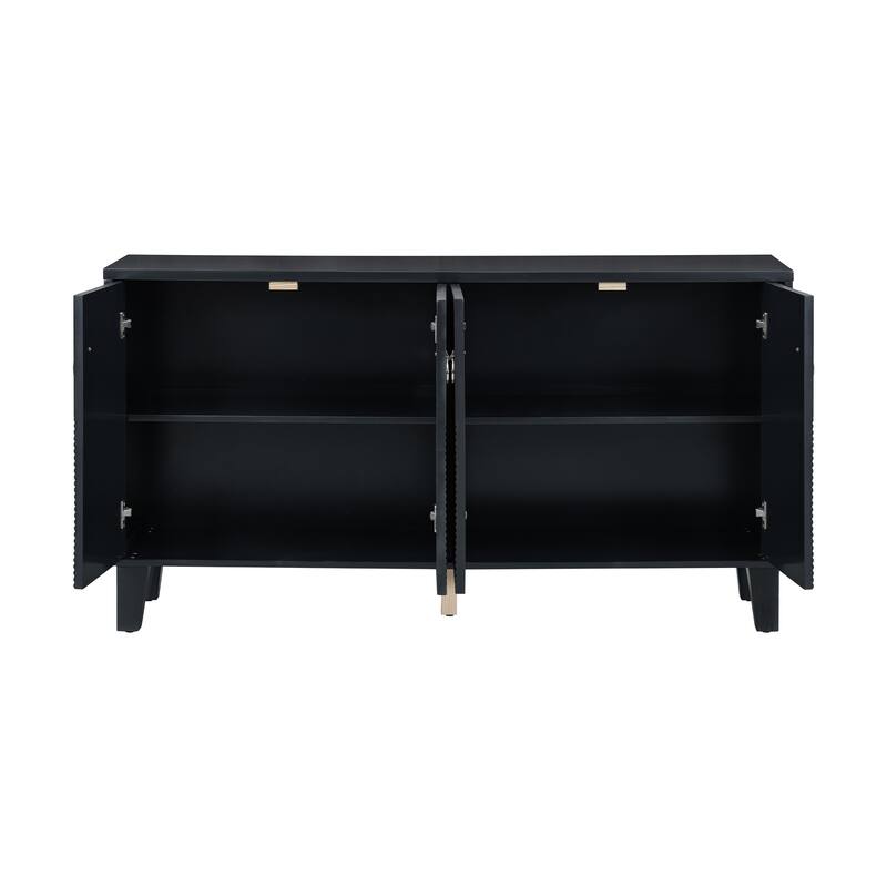 60" Buffet Cabinet Accent Sideboard wiith Adjustable Shelf, Black