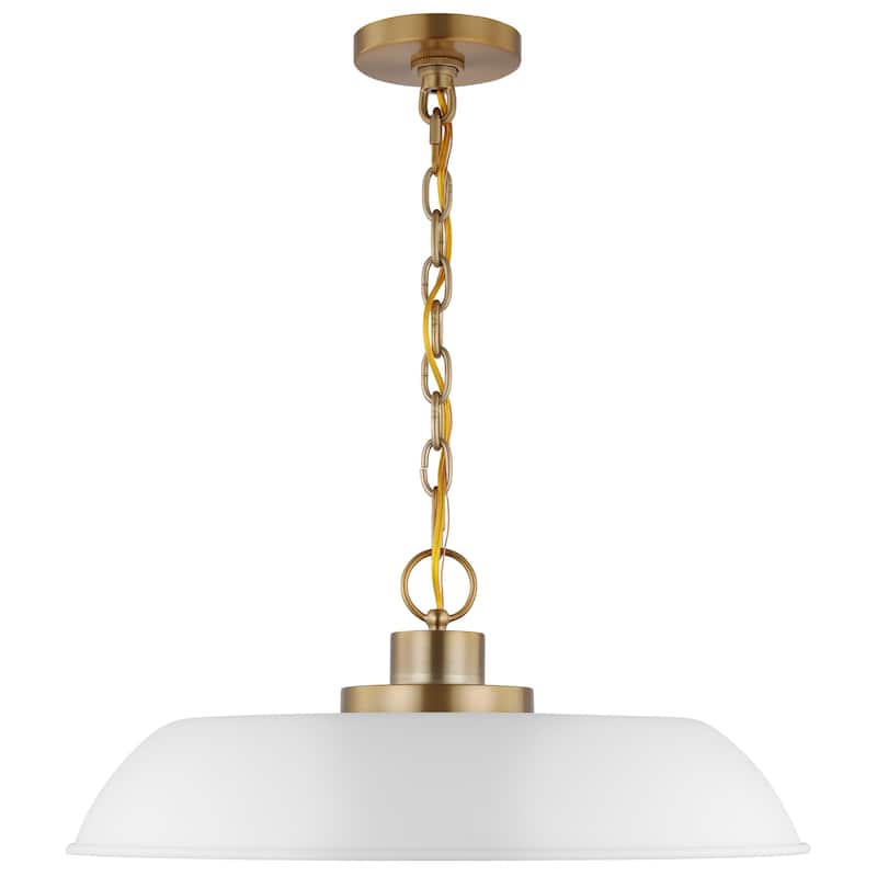 Colony 1 Light Medium Pendant Matte White with Burnished Brass