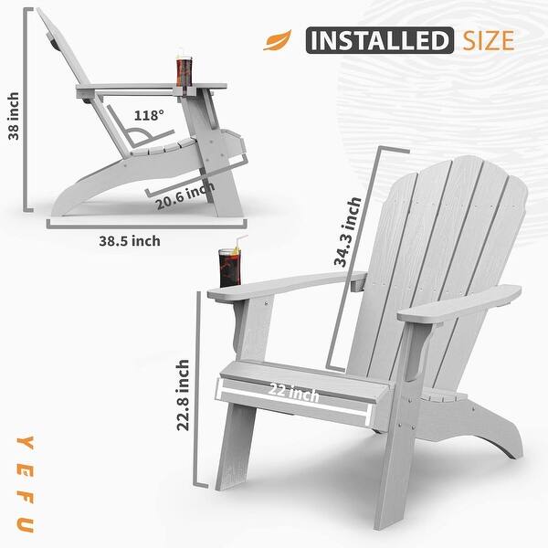 dimension image slide 6 of 7, WINSOON HIPS Oversized Adirondack Chair with Cup-Holder