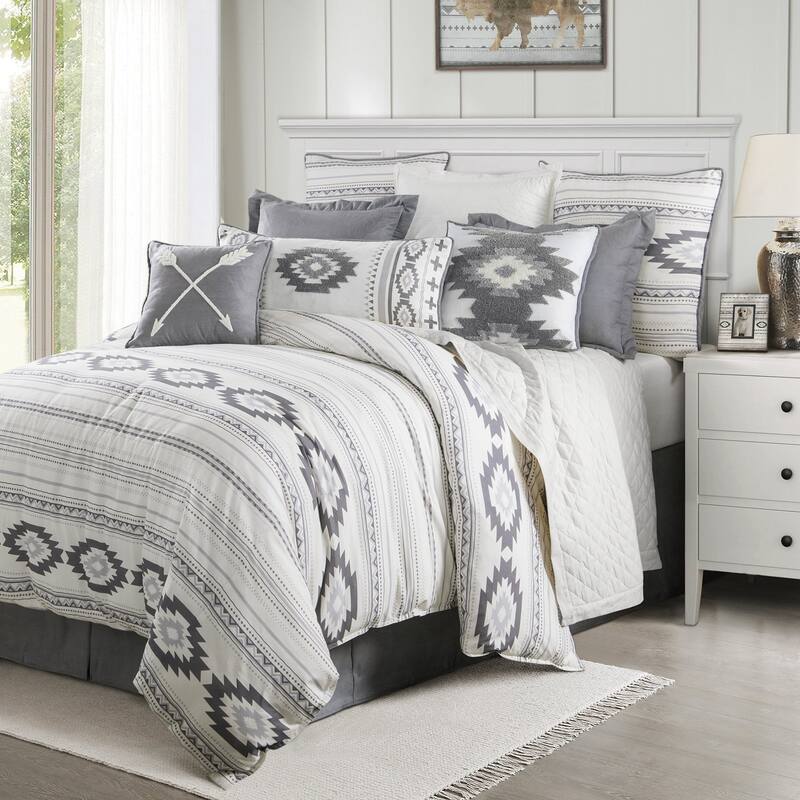 Paseo Road Free Spirit Southwestern Bedding Aztec 4 Piece Comforter Set with Bed Skirt and Shams - King