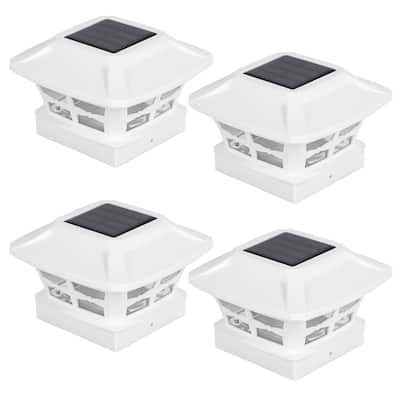 4Pcs Solar Post Cap Light Garden Fence Deck Lamp 2 Lighting Color - 4.1x4.1x4"
