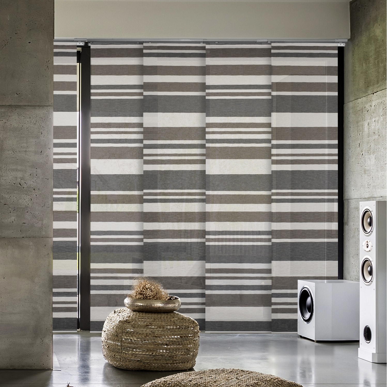 GoDear Design Natural Woven Adjustable Sliding Panel, Vertical Blinds, Barcode Series, 45.8"- 86" W x 96" L