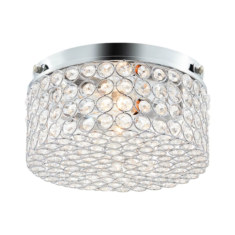 CO-Z Modern 2-Light Round Crystal Flush Mount Ceiling Light