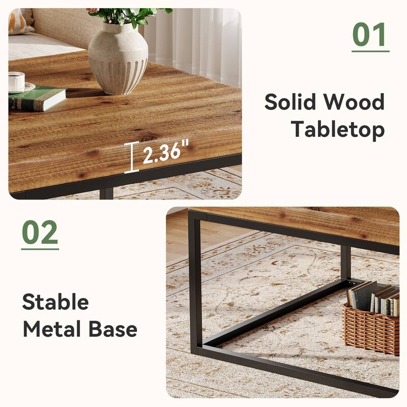 31.5-Inch Square Solid Wood Coffee Table