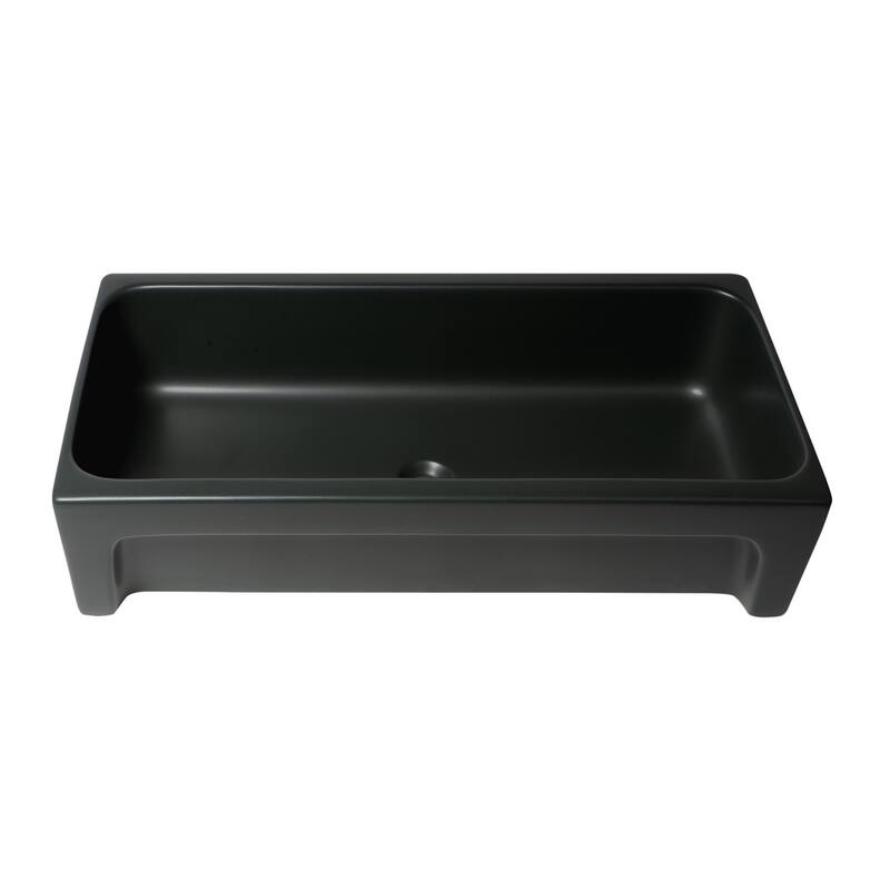 ALFI brand AB36TRBM 36" Black Matte Above Mount Fireclay Bathroom Trough Sink
