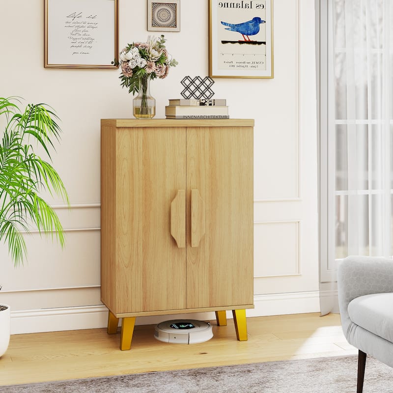 Gymax Buffet Cabinet Storage Cabinet w/ Double Doors & 3 Detachable