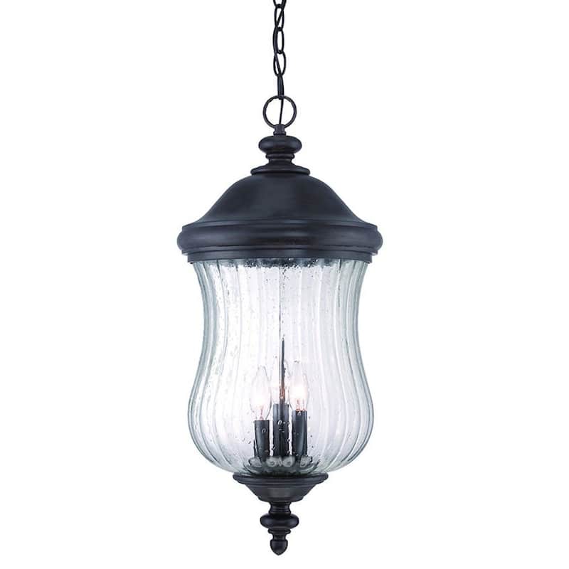 HomeRoots XL Three Light Matte Black Urn Shaped Hanging Light - 11.5' X '25.25' X '11.5