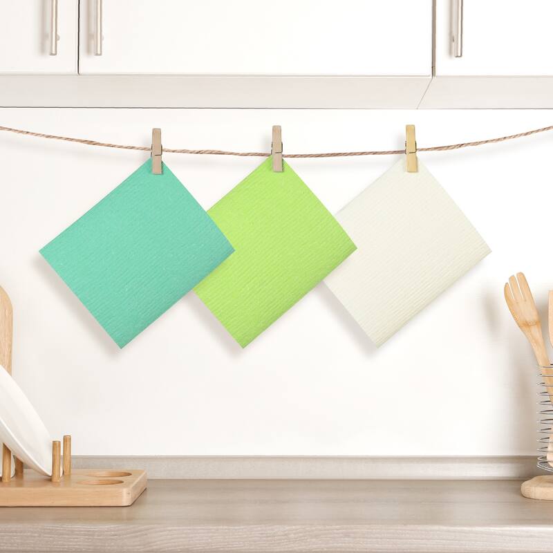 Reusable Swedish Dishcloths for Kitchen, Super Absorbent Cellulose Sponge Dish Cloths