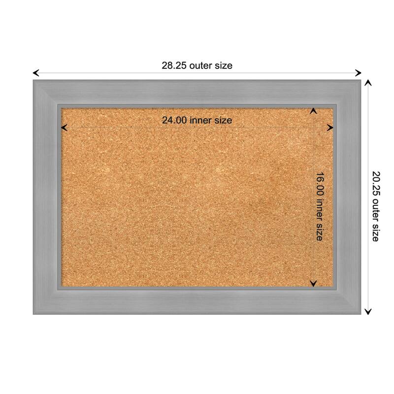 Vista Brushed Nickel Framed Cork Bulletin Memo Board