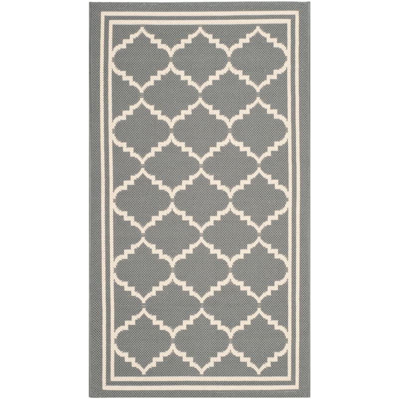 SAFAVIEH Courtyard Kristelle Indoor/ Outdoor Waterproof Patio Backyard Rug - 2' x 3'7" - Anthracite/Beige